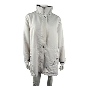 London Fog Rain Jacket Womens Large Zip Snap Lightweight Beige